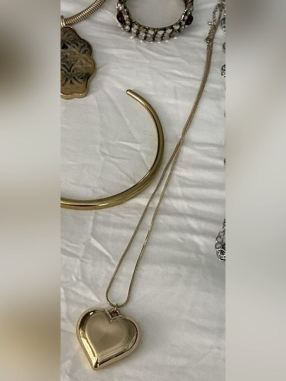 Long Snake Chain with Puffy Heart Pendant